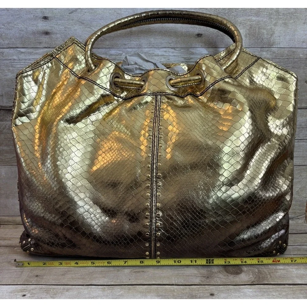 Michael Kors Astor Metallic Gold Snake Ombré Leather Tote, Purse, Bag, New